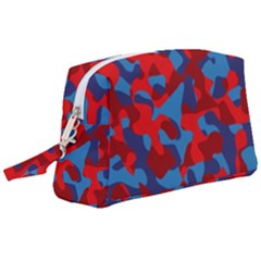 Red And Blue Camouflage Pattern Wristlet Pouch Bag (large) by SpinnyChairDesigns