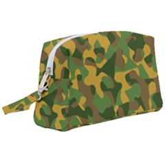 Yellow Green Brown Camouflage Wristlet Pouch Bag (large) by SpinnyChairDesigns