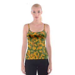 Green And Orange Camouflage Pattern Spaghetti Strap Top by SpinnyChairDesigns