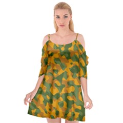 Green And Orange Camouflage Pattern Cutout Spaghetti Strap Chiffon Dress by SpinnyChairDesigns