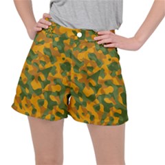 Green And Orange Camouflage Pattern Ripstop Shorts by SpinnyChairDesigns