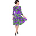 Purple and Green Camouflage Quarter Sleeve Waist Band Dress View2