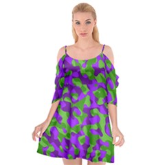 Purple And Green Camouflage Cutout Spaghetti Strap Chiffon Dress by SpinnyChairDesigns