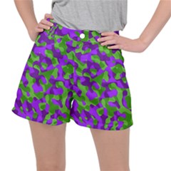 Purple And Green Camouflage Ripstop Shorts by SpinnyChairDesigns