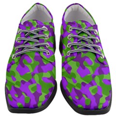 Purple And Green Camouflage Women Heeled Oxford Shoes by SpinnyChairDesigns