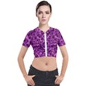 Dark Purple Camouflage Pattern Short Sleeve Cropped Jacket View1