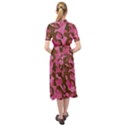 Pink and Brown Camouflage Keyhole Neckline Chiffon Dress View2