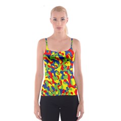 Colorful Rainbow Camouflage Pattern Spaghetti Strap Top by SpinnyChairDesigns