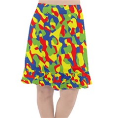 Colorful Rainbow Camouflage Pattern Fishtail Chiffon Skirt by SpinnyChairDesigns