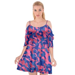 Blue And Pink Camouflage Pattern Cutout Spaghetti Strap Chiffon Dress by SpinnyChairDesigns