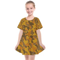 Brown And Orange Camouflage Kids  Smock Dress by SpinnyChairDesigns