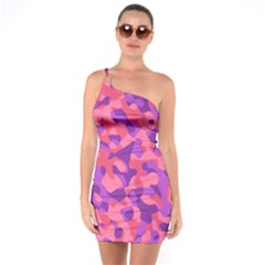 Pink And Purple Camouflage One Soulder Bodycon Dress by SpinnyChairDesigns