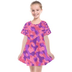 Pink And Purple Camouflage Kids  Smock Dress by SpinnyChairDesigns