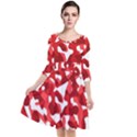 Red and White Camouflage Pattern Quarter Sleeve Waist Band Dress View1