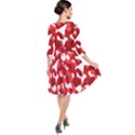 Red and White Camouflage Pattern Quarter Sleeve Waist Band Dress View2