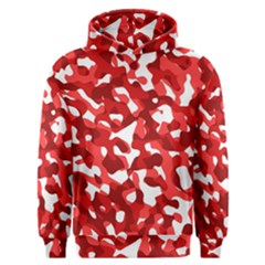 Red And White Camouflage Pattern Men s Overhead Hoodie by SpinnyChairDesigns