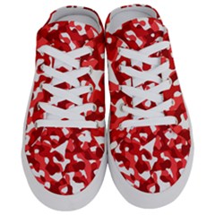 Red And White Camouflage Pattern Half Slippers by SpinnyChairDesigns