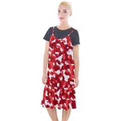 Red And White Camouflage Pattern Camis Fishtail Dress by SpinnyChairDesigns