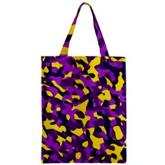 Purple And Yellow Camouflage Pattern Zipper Classic Tote Bag by SpinnyChairDesigns