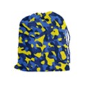 Blue and Yellow Camouflage Pattern Drawstring Pouch (XL) View1