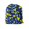 Blue and Yellow Camouflage Pattern Drawstring Pouch (XL) View2