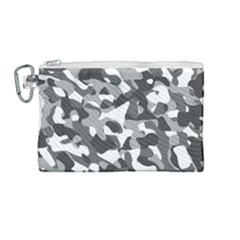 Grey And White Camouflage Pattern Canvas Cosmetic Bag (medium) by SpinnyChairDesigns