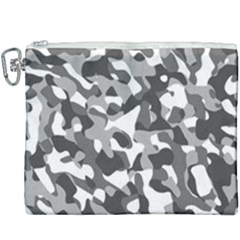 Grey And White Camouflage Pattern Canvas Cosmetic Bag (xxxl) by SpinnyChairDesigns