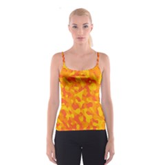 Orange And Yellow Camouflage Pattern Spaghetti Strap Top by SpinnyChairDesigns