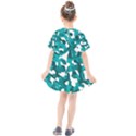 Teal and White Camouflage Pattern Kids  Smock Dress View2