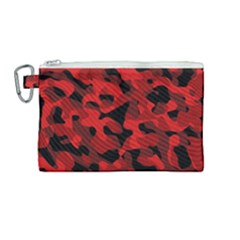 Red And Black Camouflage Pattern Canvas Cosmetic Bag (medium) by SpinnyChairDesigns