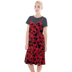 Red And Black Camouflage Pattern Camis Fishtail Dress by SpinnyChairDesigns