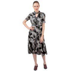 Grey And Black Camouflage Pattern Keyhole Neckline Chiffon Dress by SpinnyChairDesigns