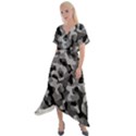 Grey and Black Camouflage Pattern Cross Front Sharkbite Hem Maxi Dress View1