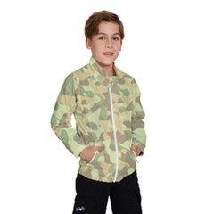 Light Green Brown Yellow Camouflage Pattern Kids  Windbreaker by SpinnyChairDesigns