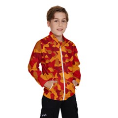 Red And Orange Camouflage Pattern Kids  Windbreaker by SpinnyChairDesigns