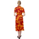 Red and Orange Camouflage Pattern Keyhole Neckline Chiffon Dress View2