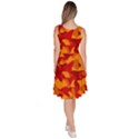 Red and Orange Camouflage Pattern Knee Length Skater Dress With Pockets View4