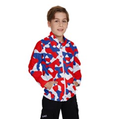 Red White Blue Camouflage Pattern Kids  Windbreaker by SpinnyChairDesigns