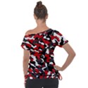 Black Red White Camouflage Pattern Tie-Up Tee View2