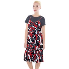 Black Red White Camouflage Pattern Camis Fishtail Dress by SpinnyChairDesigns