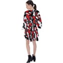 Black Red White Camouflage Pattern V-Neck Flare Sleeve Mini Dress View2