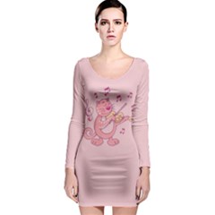 Cat With Violin Long Sleeve Bodycon Dress by sifis