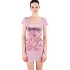 Cat With Violin Short Sleeve Bodycon Dress by sifis