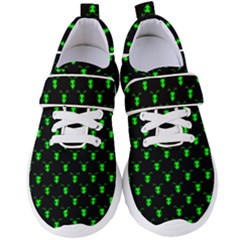 Neon Green Bug Insect Heads On Black Women s Velcro Strap Shoes by SpinnyChairDesigns