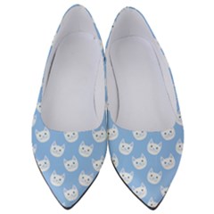 Cute Cat Faces White And Blue  Women s Low Heels by SpinnyChairDesigns