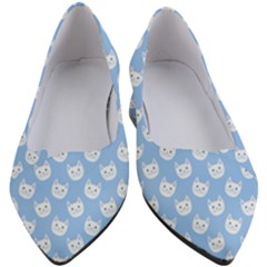 Cute Cat Faces White And Blue  Women s Block Heels  by SpinnyChairDesigns