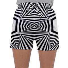 Black And White Line Art Stripes Pattern Sleepwear Shorts by SpinnyChairDesigns