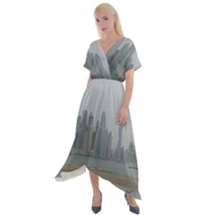 P1020022 Cross Front Sharkbite Hem Maxi Dress by 45678