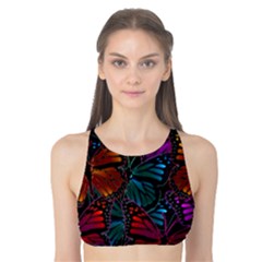 Colorful Monarch Butterfly Pattern Tank Bikini Top by SpinnyChairDesigns