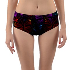 Colorful Monarch Butterfly Pattern Reversible Mid-waist Bikini Bottoms by SpinnyChairDesigns